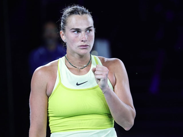 Aryna Sabalenka reacts at the Australian Open on January 23, 2025 Aryna Sabalenka reacts at the Australian Open on January 23, 2025