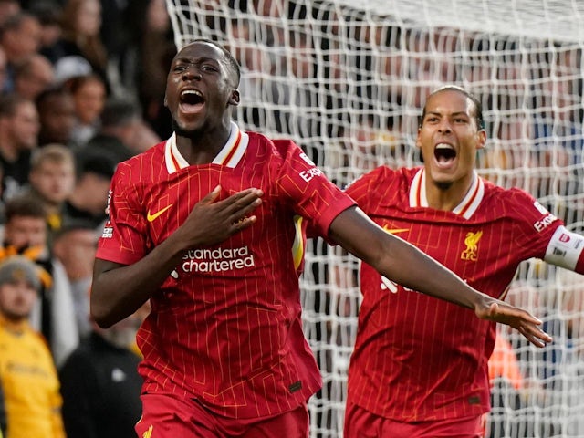 Liverpool's Ibrahim Konate celebrates with Virgil van Dijk on September 28, 2024 Liverpool's Ibrahim Konate celebrates with Virgil van Dijk on September 28, 2024