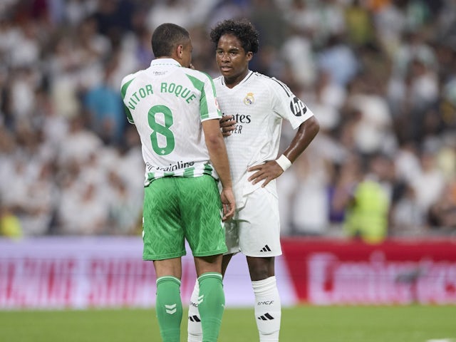 Real Madrid's Endrick and Real Betis' Vitor Roque on September 1, 2024 Real Madrid's Endrick and Real Betis' Vitor Roque on September 1, 2024