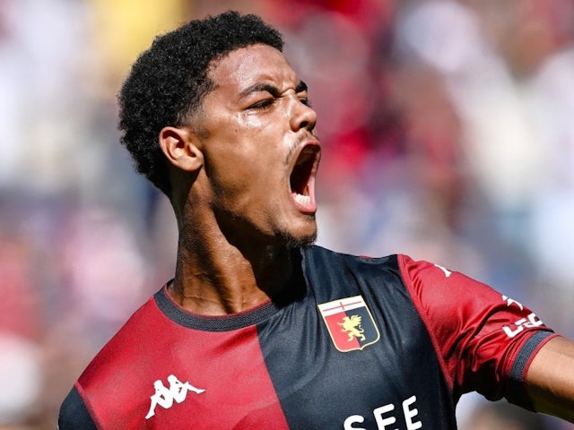 Genoa's Koni De Winter celebrates on September 16, 2024 Genoa's Koni De Winter celebrates on September 16, 2024