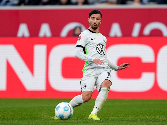 Mohamed El Amine Amoura of Wolfsburg during his side's match against Hoffenheim, on January 11, 2025