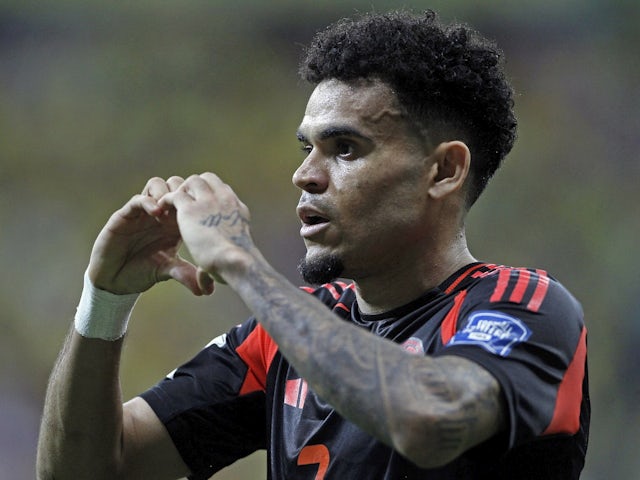  Luis Diaz of Colombia celebrates a goal scored on March 20, 2025