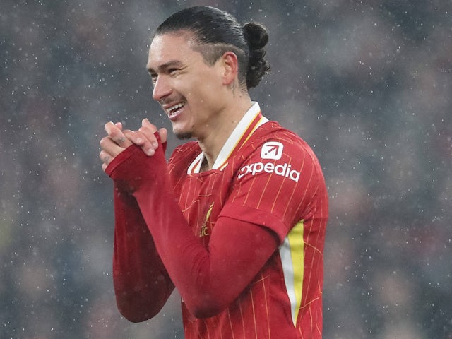 Liverpool's Darwin Nunez reacts on January 5, 2025 Liverpool's Darwin Nunez reacts on January 5, 2025