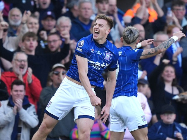 Ipswich Town's Liam Delap celebrates scoring against Wolverhampton Wanderers, on April 5, 2025 Ipswich Town's Liam Delap celebrates scoring against Wolverhampton Wanderers, on April 5, 2025