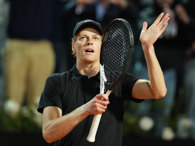 Jannik Sinner reacts at the Italian Open on May 16, 2025