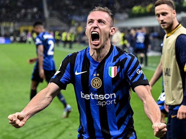 Inter Milan's Davide Frattesi celebrates his goal on May 6, 2025 Inter Milan's Davide Frattesi celebrates his goal on May 6, 2025