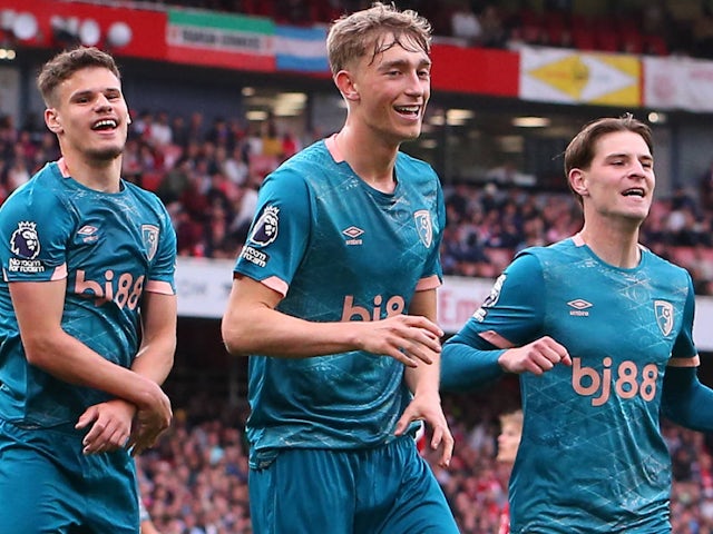 Bournemouth's Dean Huijsen, Milos Kerkez and Alex Scott celebrate on May 3, 2025 Bournemouth's Dean Huijsen, Milos Kerkez and Alex Scott celebrate on May 3, 2025